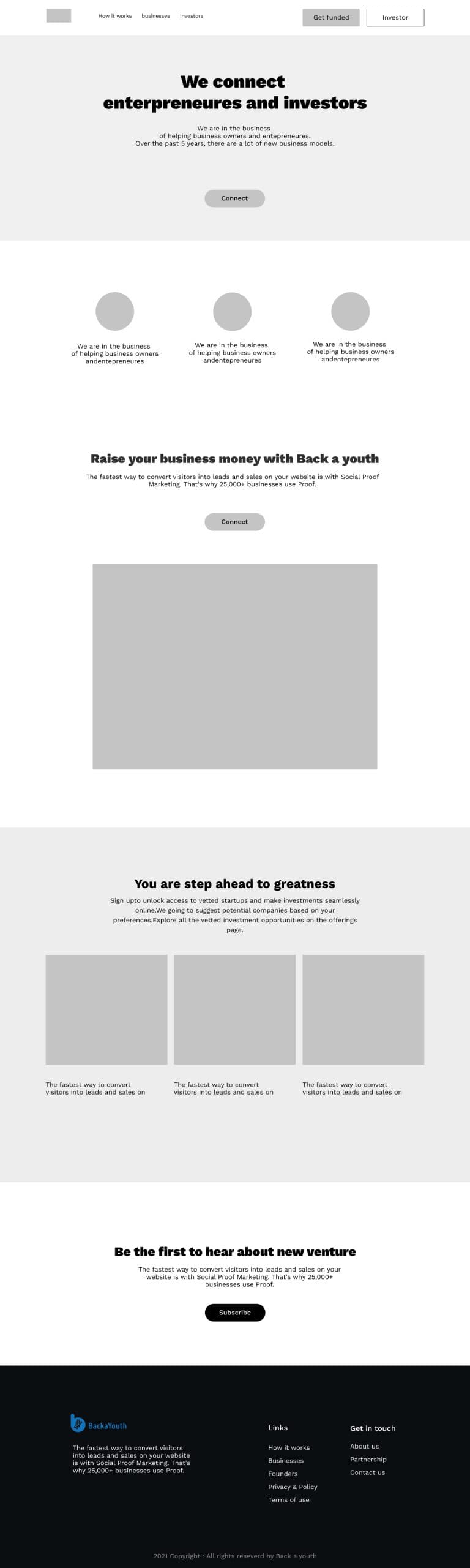 Home page wireframe