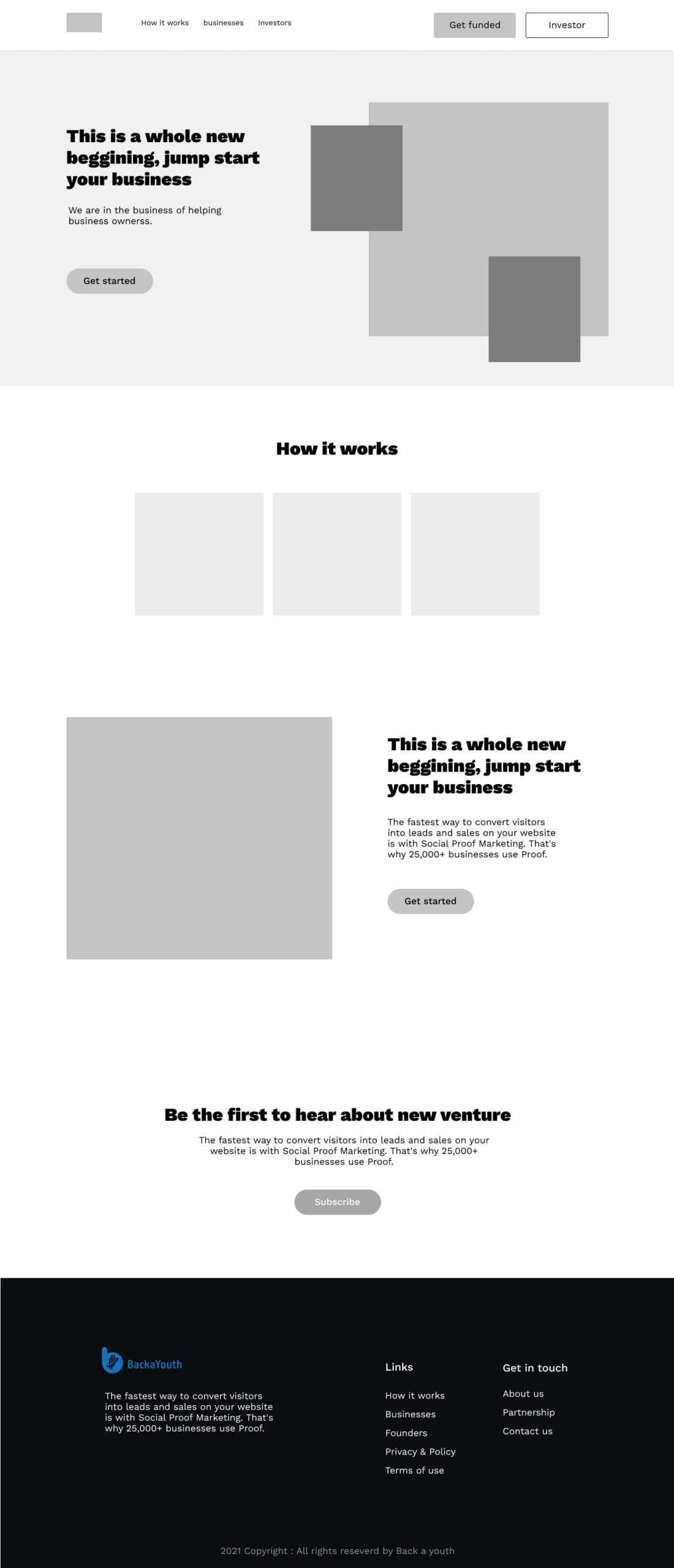 How it works page wireframe