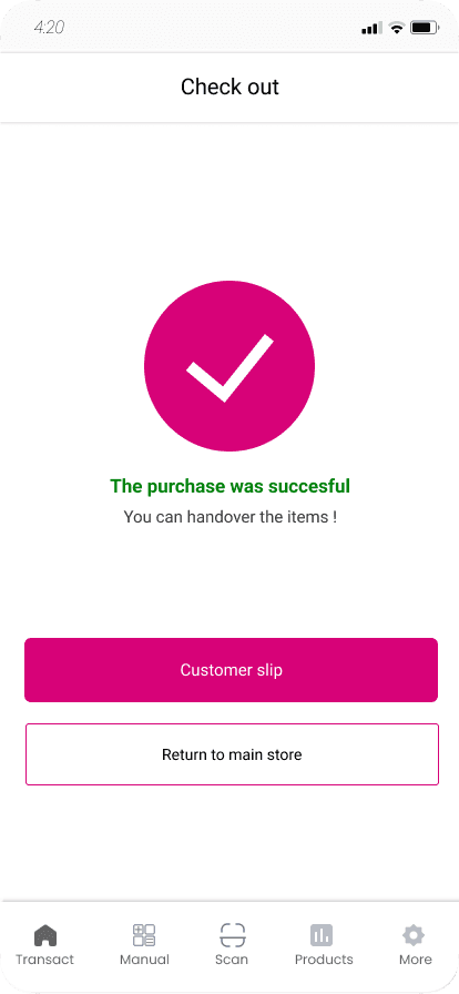 Purchase successful screen